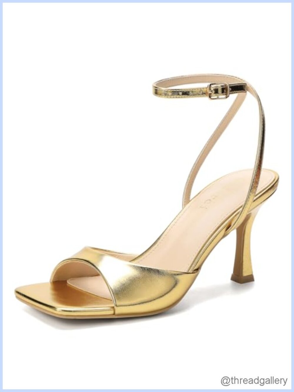 Kitten Heel Sandals Square Open Toe Strappy Ankle Strap Heels